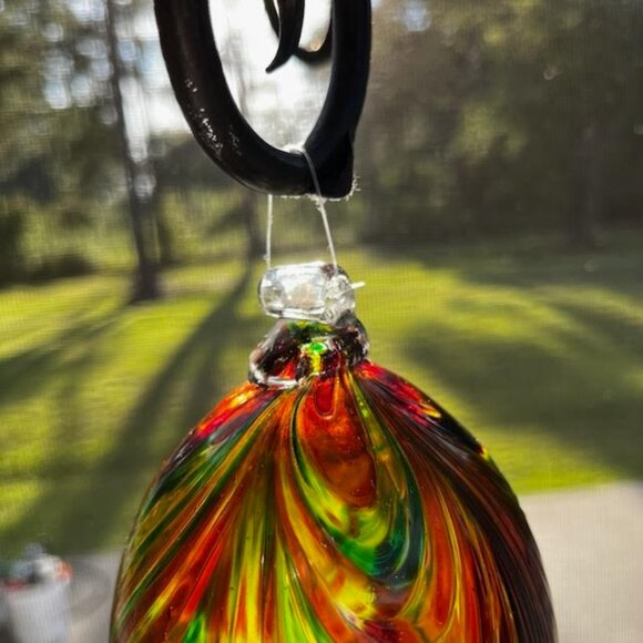 Handcrafted Kitras Art Calico Friendship Glass Ball Ornament Mosaic - Picture 2 of 4